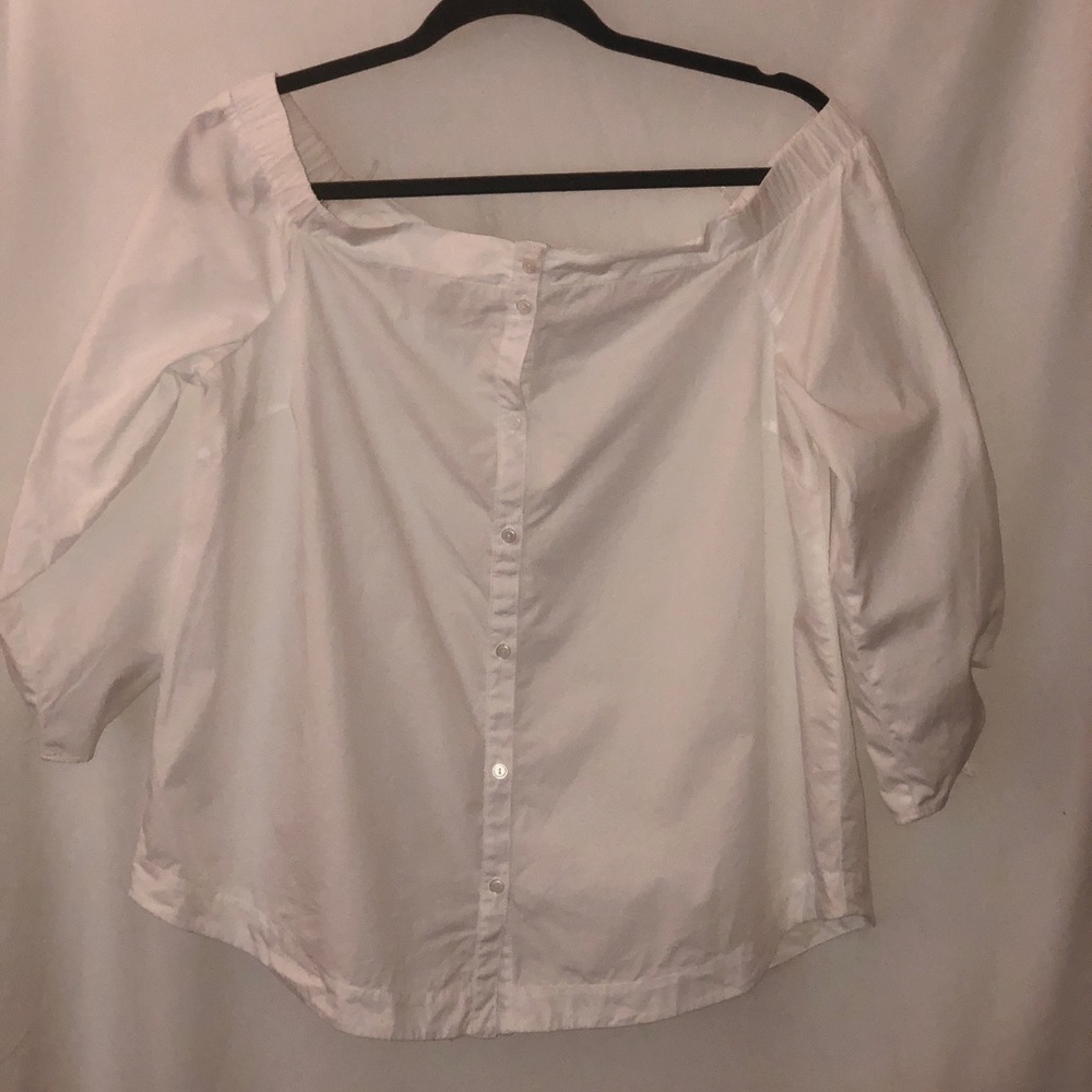 Off the shoulder button-up blouse